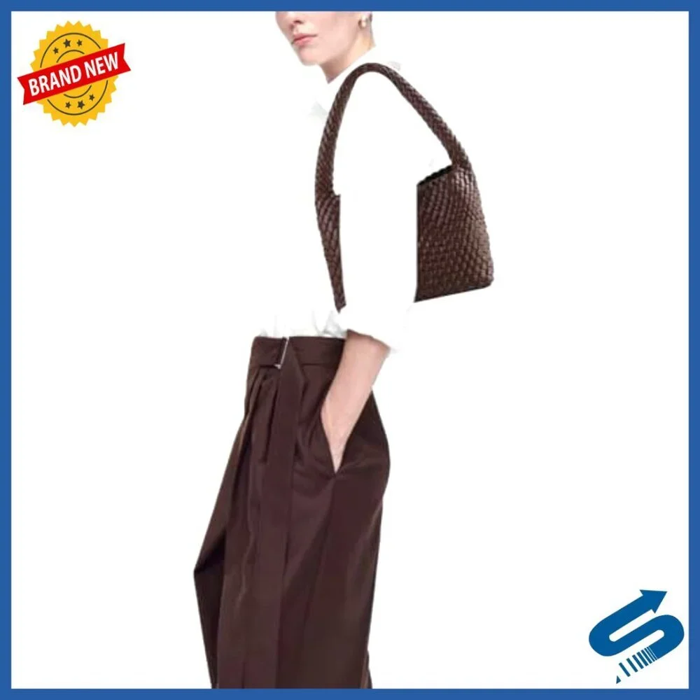 Handmade Woven Vegan Leather Shoulder Tote Bag Elegant Chic Casual